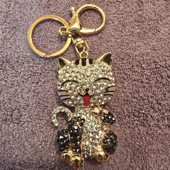 🆕️😻 RHINESTONE CAT BAG CHARM / KEY CHAIN😻 - Picture 9 of 10